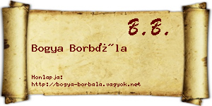 Bogya Borbála névjegykártya